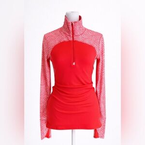 Under Armour Red Quarter Zip Performance Top | Fish Scale Print | Size Small